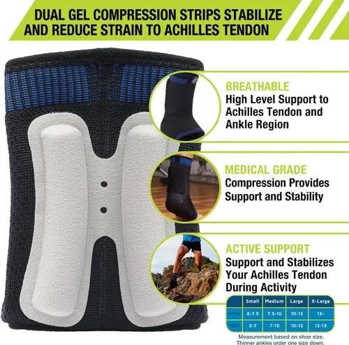 Vista 4 de Pro-Tec Athletics Achilles Sleeve with Dual Gel Compression Strips, Achilles Tendon Support for Tendinitis Relief