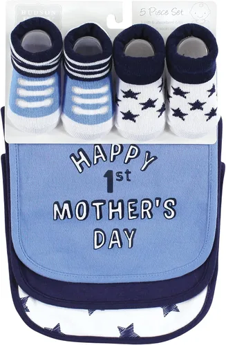 Vista 135 de Hudson Baby Conjunto de babero y calcetines unisex de algodón para bebé
