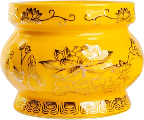 Vista 7 de Houlu Pequeño quemador de incienso de cerámica verde para Buda rezando, incienso budista tibetano de adoración de altar - 4 pulgadas