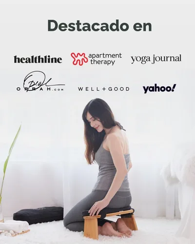 Vista 7 de Mindful Modern Banco de meditación plegable – Taburete arrodillado de bambú con bisagras magnéticas de bloqueo, silla Seiza de oración con almohada