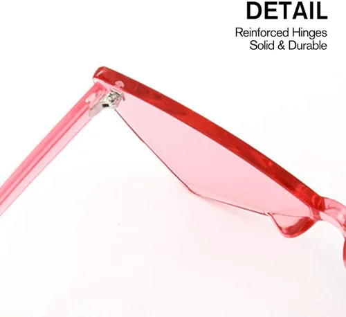 Vista 2 de OLINOWL Gafas de sol sin montura triangular, una pieza, gafas de sol transparentes de color para mujeres y hombres