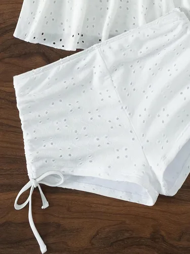 Vista 5 de Floerns Traje de baño tankini con cordón fruncido y ribete festoneado para mujer