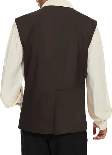 Vista 23 de Zando Chaleco pirata renacentista medieval vikingo para hombre, disfraz de Halloween o cosplay