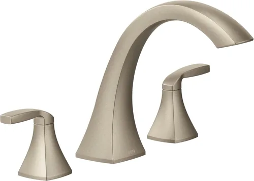 Vista 2 de Moen T693ORB Voss - Kit de moldura de grifo de bañera romana con 2 manijas para montaje en cubierta, requiere válvula, bronce aceitado