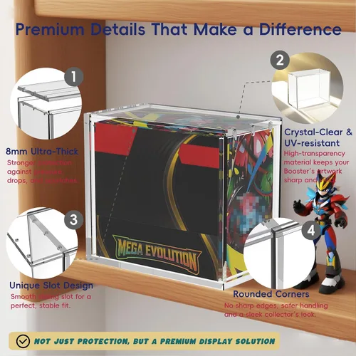 Vista 3 de PKMN Booster Box - Estuche protector de acrílico (1 unidad), caja de exhibición de acrílico transparente ultra gruesa de 6/0.315 in con ranura