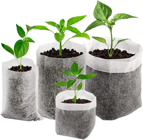 Vista 2 de 200pcs Biodegradable Planting Bags, White Non-Woven Fabric Seedling Bag, Light Substrate Nutrition Cup, Nursery Container Cup, Fruit Seedling Bag