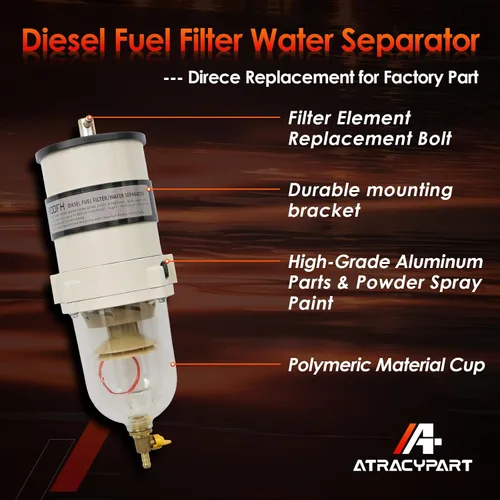 Vista 5 de Filtro de combustible marino diésel mejorado Turbina separador de agua SERIE 900 900FH 90GPH ｜ Con válvula de giro manual ｜ Compatible con camiones