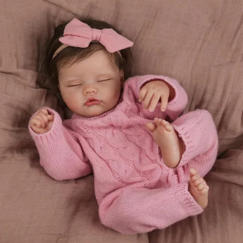 Vista 2 de WOOROY Muñecas realistas de bebé Reborn – Niña recién nacida durmiente de la vida real de 18 pulgadas, muñeca realista con cuerpo suave pesado