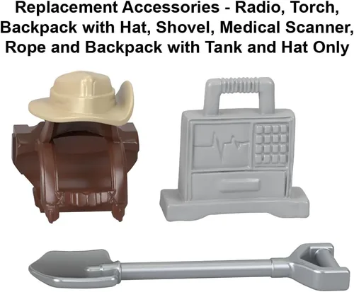 Vista 4 de Imaginext Piezas de repuesto para Fisher-Price Jurassic World Dinosaur Playset - HMJ79 ~ Incluye radio, antorcha, mochila con sombrero, pala