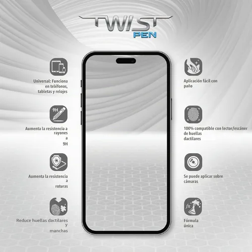 Vista 5 de ProofTech TWIST PEN - Protector de pantalla de vidrio líquido para hasta 10 dispositivos, resistente a arañazos y grietas, nanoprotección para todos