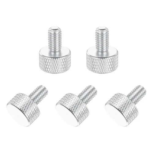 Vista 17 de MECCANIXITY 5 piezas M6x14mm Tornillos de pulgar estriado de cabeza plana, pernos de rosca completa de aleación de aluminio sólido para carcasas