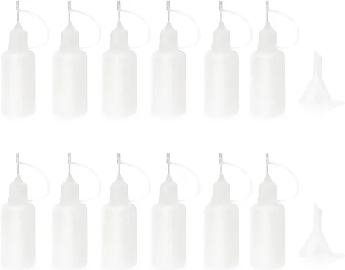 Vista 7 de XYSMZM - 12 botellas aplicadoras de punta de precisión de 0.5 onzas, tapas blancas Botellas de pegamento con punta de aguja de 0.5 fl oz