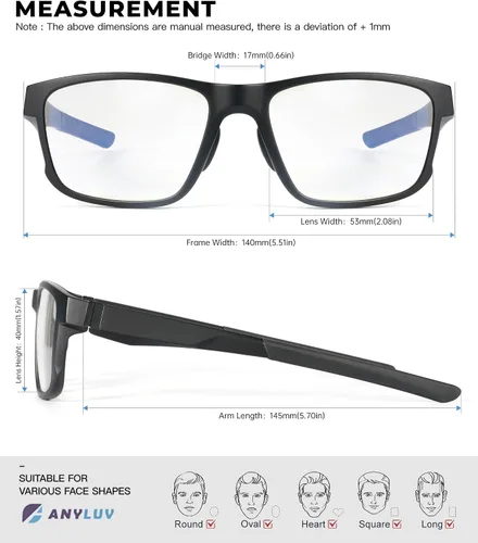 Vista 4 de ANYLUV Blue Light Blocking Glasses for Men Women Lightweight Computer Gaming Glasses Anti Eye Strain Rectangle Frame