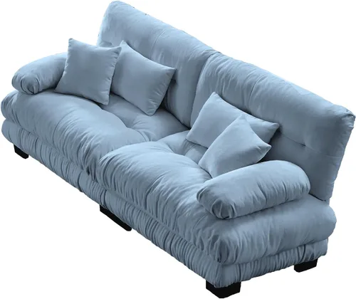 Vista 7 de KEIKI Sofá modular de 94 pulgadas con 4 almohadas, cómodo juego de sofá biplaza Cloud para sofá de asiento profundo suave y profundo, sofá biplaza