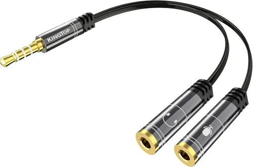 Vista 8 de KINGTOP Adaptador divisor de auriculares y micrófono de 3.5mm - [1 macho a 2 hembras] divisor de auriculares compatible con auriculares de juego