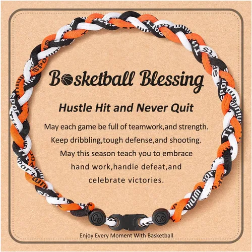 Vista 9 de Regalos de béisbol, baloncesto, fútbol, collar de béisbol, baloncesto, fútbol, cuerda trenzada de nailon para ideas de adolescentes con tarjeta