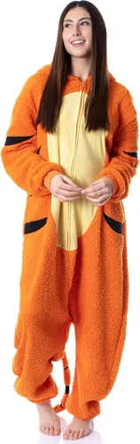 Vista 4 de Disney Winnie The Pooh - Disfraz de tigre para adultos, traje de pijama de felpa Kigurumi Union, Naranja