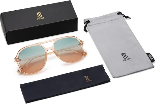 Vista 5 de SOJOS Gafas de sol polarizadas retro cuadradas estilo aviador para mujer y hombre de los años 70 vintage doble puente SJ2174