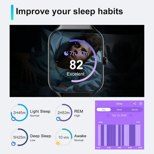 Vista 5 de Reloj inteligente para hombres y mujeres, responder/hacer llamadas, reloj de fitness HD de 1.96 pulgadas con monitor de frecuencia cardíaca, monitor