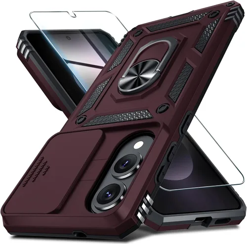 Vista 21 de Janmitta Compatible con Samsung Galaxy S24 FE Funda con Cubierta Deslizante Integrada para Lente de Cámara+Protector de Pantalla+Soporte de Anillo