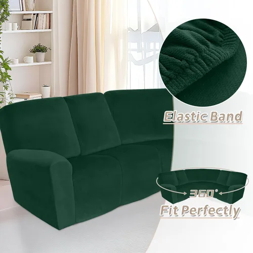 Vista 484 de Arfntevss Fundas de sofá seccional reclinable de terciopelo, Funda de sofá seccional de esquina para sofá reclinable, Funda elástica suave