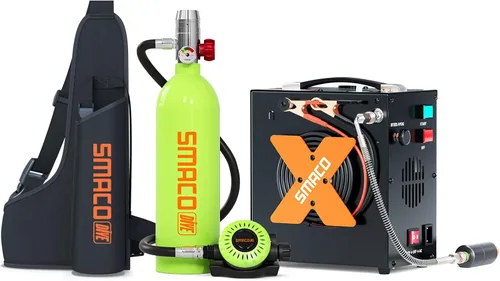 Vista 13 de SMACO Mini tanque de buceo 1L tanque de buceo portátil reutilizable buceo kit de cilindro de oxígeno para snorkel y rescate de emergencia S400