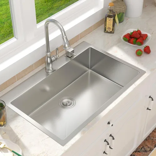 Vista 8 de Fregadero de Cocina Empotrado de 30 Pulgadas Negro - Fregadero de Cocina de Acero Inoxidable Gunmetal Negro de 30x18 Pulgadas de 18 Calibre