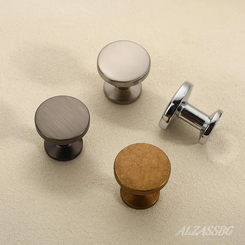Vista 3 de Alzassbg Paquete de 6 pomos de gabinete de níquel negro cepillado, accesorios redondos de 1.1 pulgadas de diámetro para cajones de cocina, aparador
