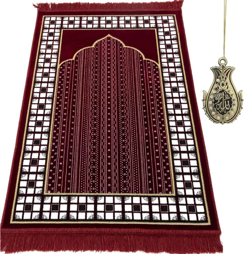 Vista 9 de Modefa Alfombra de oración islámica turca, alfombra de terciopelo fina y ligera, alfombra de oración musulmana suave Janamaz, regalo de Ramadán