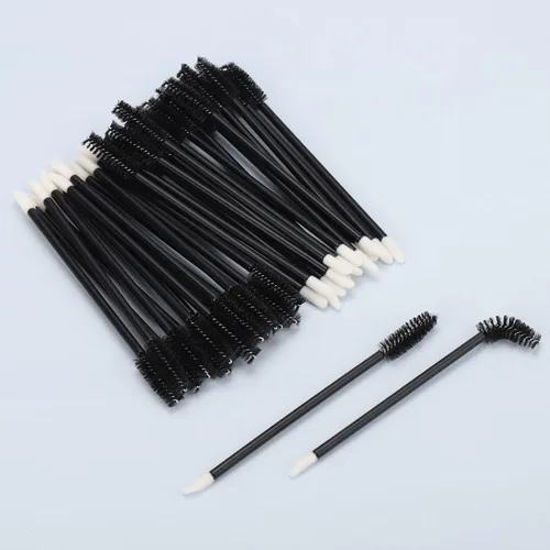Vista 2 de 100 varitas de rímel desechables de doble extremo, cepillo de labios, aplicador de lápiz labial, carretes de cejas para extensiones de pestañas