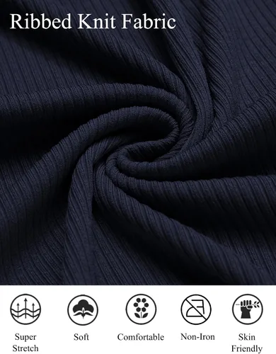Vista 5 de COOFANDY Mens Ribbed Knit Button Down Shirt Casual Long Sleeve Stretch Dress Shirts