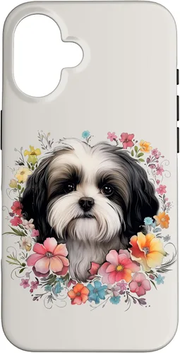 Vista 32 de Shih Tzu Mom Floral Dog Lover Vintage Flowers Cute Case for iPhone 17