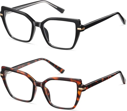 Vista 3 de LKEYE Gafas de lectura cuadradas para mujer, diseño de ojo de gato, bloqueo de luz azul, lk6095