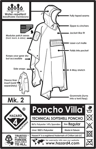 Vista 14 de HAZARD 4 PonchoVilla Classic - Poncho técnico softshell original