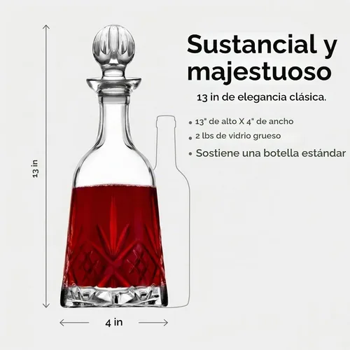 Vista 5 de Godinger Decantador de vino, decantador de whisky, colección Dublin Crystal