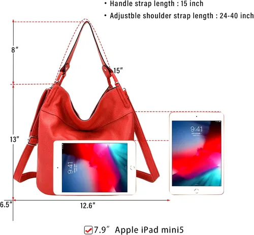 Vista 4 de Bolso para mujer, mochila convertible y bolsos, rojo (204-US-205#Red)