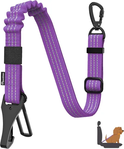 Vista 29 de Cinturón de seguridad para perros Pawaboo para coche, cinturón de seguridad para mascotas con reposacabezas y doble correa, 360° sin enredos para 2
