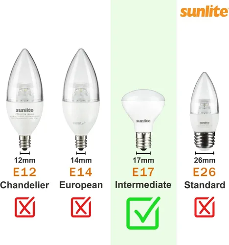 Vista 7 de Sunlite Mini bombillas LED R14, 4 vatios (equivalente a 25 W), 280 lúmenes, base intermedia (E17), regulable, certificación ETL, blanco suave