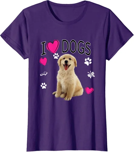 Vista 7 de Camiseta I Love Dogs - Camiseta Golden Labrador retriever, Azul Negro