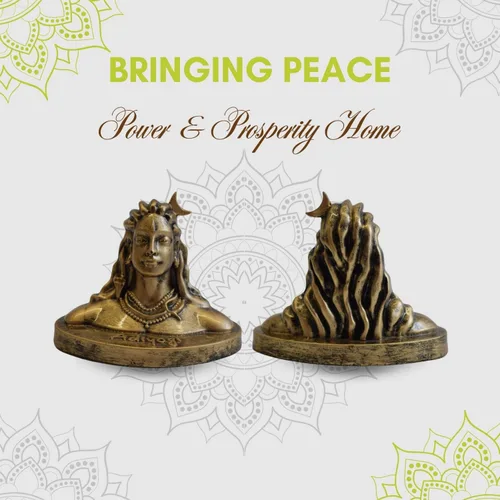 Vista 5 de Vedic Charya - Estatua de Adiyogi Shiva de 4.5 pulgadas - Ídolo de resina hecho a mano de Mahadev Dhyana Mudra para tablero del coche, escritorio