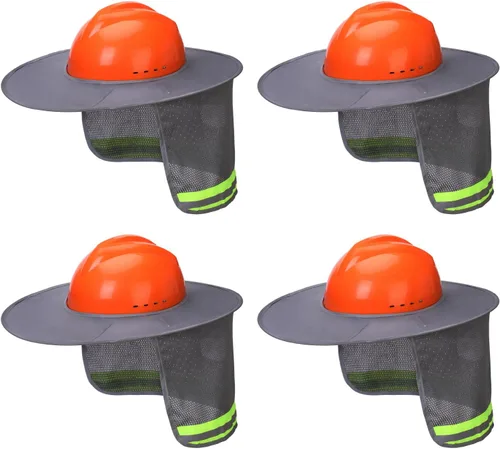 Vista 13 de Casco Industrial UNCO con Protector Solar, Verde, Visera Completa y Estándar de Malla, Alta Visibilidad Reflectante, Accesorio para Casco Duro