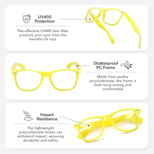 Vista 3 de LEICO FASHION Lentes transparentes sin receta retro para hombres y mujeres, lentes falsos para disfraz de cosplay