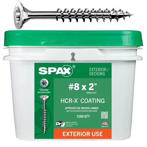 Vista 20 de SPAX Tornillos de madera para cubierta de cabeza plana exterior #8 x 1-1/2 pulgadas, construcción Torx T-Star Plus (550 EA) broca de 3 libras
