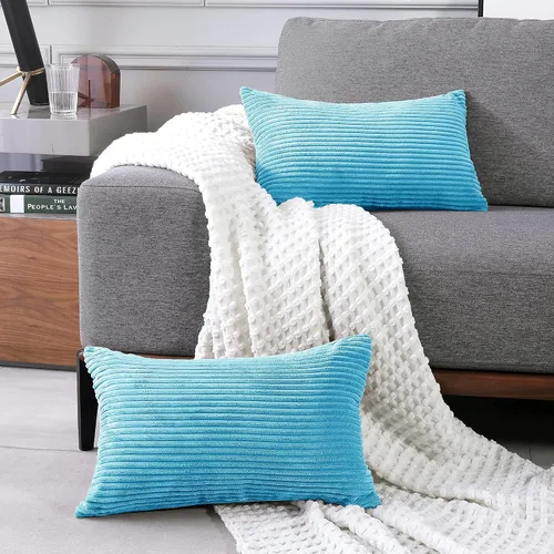 Vista 17 de Deconovo Fundas de Almohada Decorativas de Pana, Juego de 2 Fundas de Cojín Decorativas Suaves, Lavables a Máquina con Textura para Sofá, Sillón