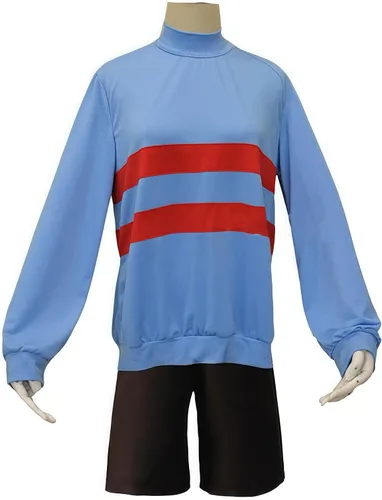 Vista 9 de Weixu Disfraz de cosplay con tops azules y pantalones cortos, conjunto completo de Holloween