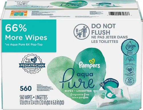 Vista 15 de pampers toallitas para bebé Aqua Pure 56 ct ANTIGUO
