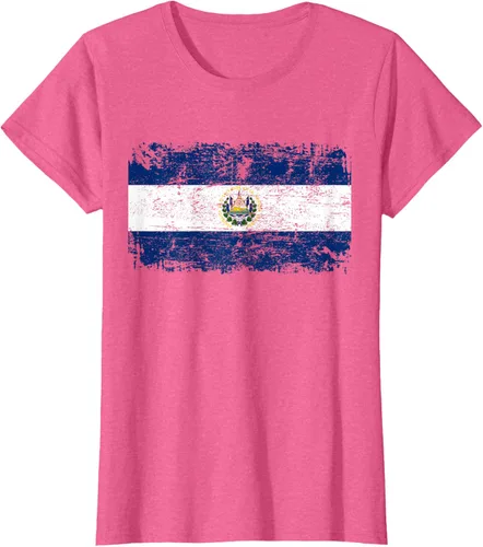 Vista 51 de EL SALVADOR Bandera Vintage Hombres Mujeres Niños Camiseta EL SALVADOR