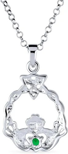 Vista 2 de Good Luck BFF Friendship Trinity Irish Love Knot Triquetra Simulated CZ Gemstone Cubic Zirconia Infinity Statement Celtic Claddagh Collar V Necklace