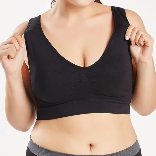 Vista 2 de Brasier deportivo sin costuras de alto soporte para mujer, sin varillas, brasier de yoga cómodo, sin varillas, brasier con push up, para uso diario