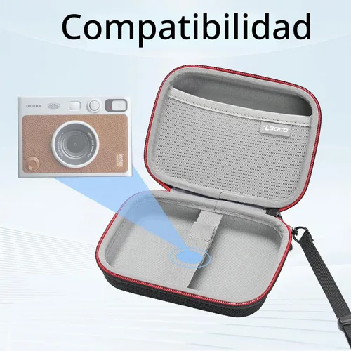 Vista 6 de RLSOCO Funda de transporte para cámara instantánea Fujifilm Instax Mini EVO, soporta Instax Mini Evo, hojas de película instantánea, cable de carga